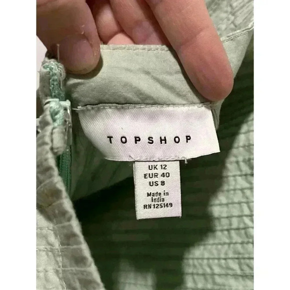 TOPSHOP Womens‎ Tie Shoulder Strap Pintuck Midi Dress In Sage Green Size 12 - Picture 4 of 11
